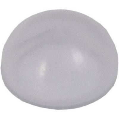 A transparent, hemispherical rubber foot for furniture and appliances, which reflects light and has a smooth surface.