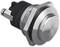 Metal push-button switch with a round head, suitable for electrical and mechanical applications.