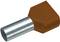 Metal pin with a hexagonal, brown head.