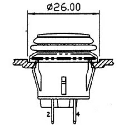Technical drawing of a circular component with a diameter of 26 mm, side view, showing connections and structural details.