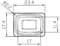 Technical drawing of a rectangular object with rounded corners. Dimensions: 23.4 cm width, 17.4 cm and 11.4 cm height, radius 2.2 cm.