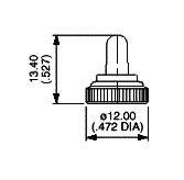 Illustration of a round closure with dimensions: height 13.40 mm (0.527 inches) and diameter 12.00 mm (0.472 inches).