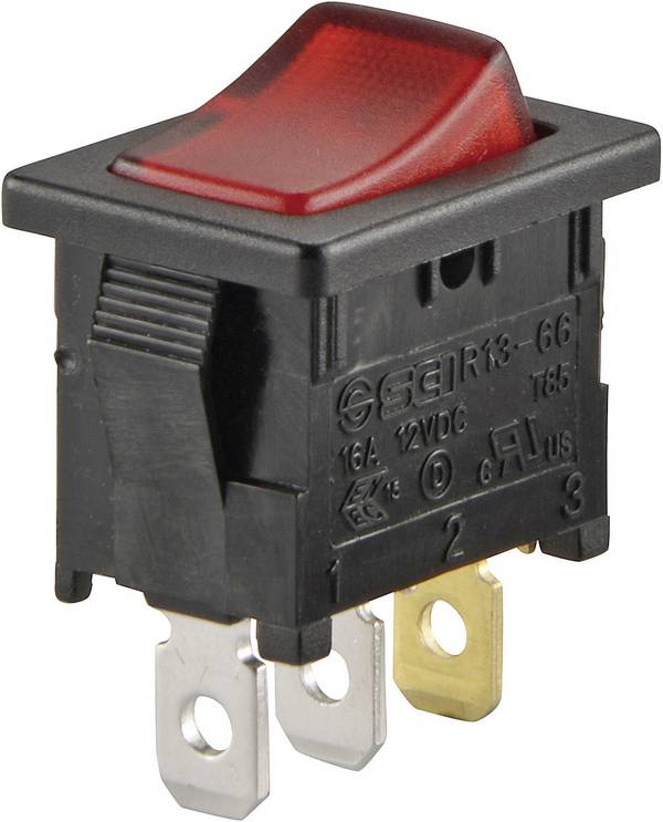 TRU COMPONENTS 1587505 Flip switch TC-R13-66B-02 LED 12V/DC 12 V DC 16 A 1 x Off/On latch 1 pc(s)