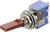A red toggle switch with a metal thread and blue housing, suitable for electrical circuits up to 6A and 125V.