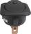 Black push button switch with a red dot on the top surface, suitable for 12V applications.