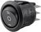 A round, black rocker switch with 'On' and 'Off' symbols, suitable for installation in electronic devices.
