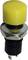 Yellow push-button switch with a round button and black base, mountable and suitable for use in electronic devices.