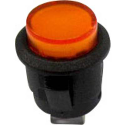 Orange safety button, partially surrounded by a black housing.
