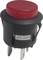 A red push button switch with the marking '220-250V' is mounted on a black housing. It has three metal contacts.