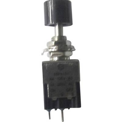 A black switch with a metal casing and two connection pins, possibly a push switch for electrical equipment.