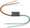 An electrical component with a black casing and five coloured cables: red, black, yellow, green. Connects different circuits.