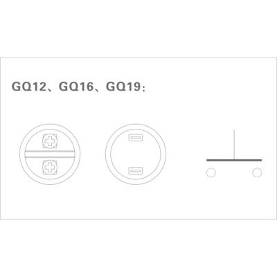 'GQ12, GQ16, GQ19: Two switch views and a schematic representation of a switch contact from the front'