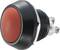 Red push button with black housing, suitable for electrical circuits or devices.