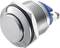 Metal switch with a round button and thread for mounting, suitable for electronic applications and control systems.