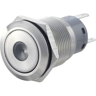 Silver, round metal push-button switch, suitable for installation in electrical equipment. Robust and designed for industrial applications.