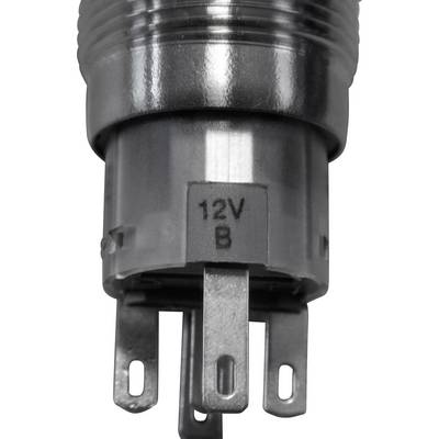 A grey, cylindrical connector with the marking '12V B', showing metal contacts on its underside.