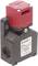 Black and red electrical switch with Pizzato logo on the housing.