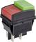 Switch with red 'Off' and green 'On' button, suitable for 16A/125VAC, 10A/250VAC. Multiple plug contacts for electrical connection.