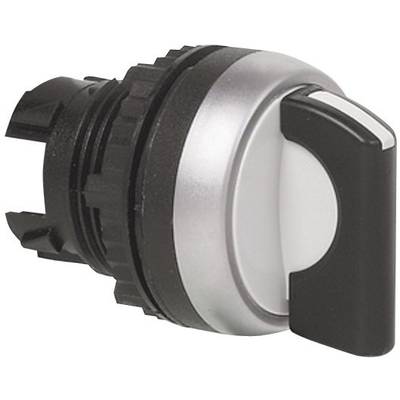A black and silver rotary switch in close-up, used in machine control systems.