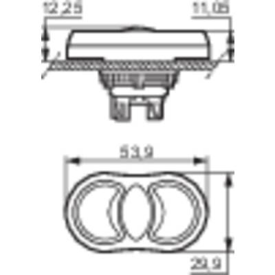 Technical drawing of a plug with dimensions: width 32.25 mm, height 11.05 mm, total circumference 53.9 mm, connection width 29.9 mm.