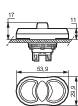 Technical drawing of a circular part with dimensions: 17 mm, 11 mm, 29.9 mm. Top view showing side profile, bottom view showing top-down perspective.