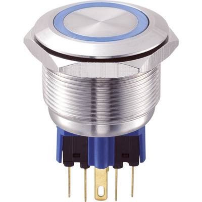 TRU COMPONENTS 701790 GQ25-11E/B/12V Tamper-proof pushbutton 250 V AC 5 A 1 x On/(On) momentary Blue  IP65 1 pc(s) 