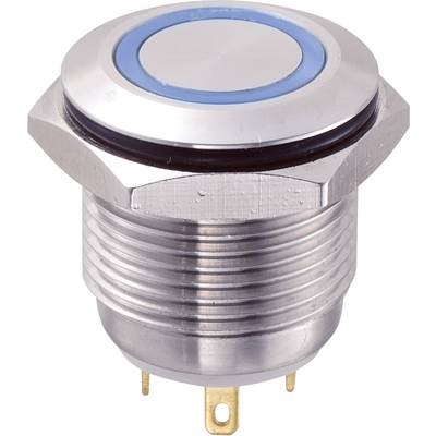 TRU COMPONENTS 701855 GQ16F-10E/J/B/12V Tamper-proof pushbutton 48 V DC 2 A 1 x Off/(On) momentary Blue  IP65 1 pc(s) 