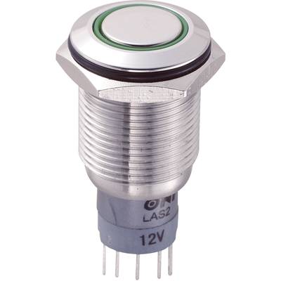 TRU COMPONENTS 701907 LAS2GQF-11E/G/12V/S/P Tamper-proof pushbutton 250 V AC 3 A 1 x On/(On) momentary Green   1 pc(s) 