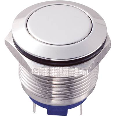 Metal switch with round push button, suitable for industrial applications, robust design with waterproof sealing.