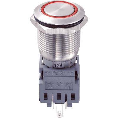 TRU COMPONENTS 701930 LAS1-BGQ-11ZE/R/12V Tamper-proof pushbutton 250 V AC 5 A 1 x Off/On latch Red   IP67 1 pc(s) 