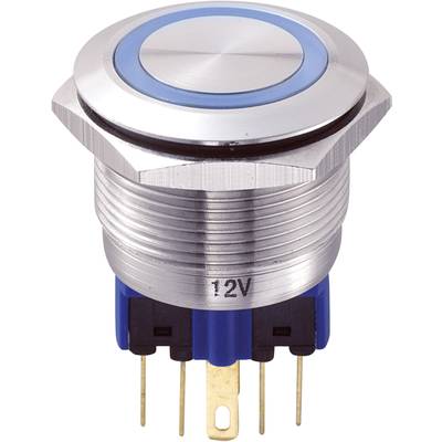 TRU COMPONENTS 701965 GQ22-11E/B/12V Tamper-proof pushbutton 250 V AC 5 A 1 x On/(On) momentary Blue  IP65 1 pc(s) 