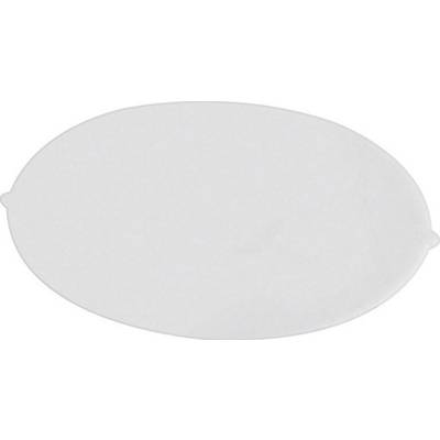 A white, oval ceramic lid with a flat design.