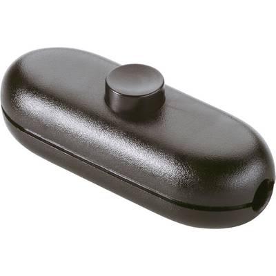 A black plastic toggle switch, oval in shape, with a central button for controlling electrical devices.