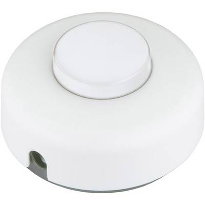 A white, round door handle with a flat surface, suitable for minimalist interior design.