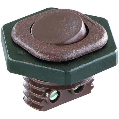 A brown, hexagonal press stud with a ribbed underside, suitable for mounting.