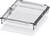 A rectangular, transparent plastic container with a lid on a white background.