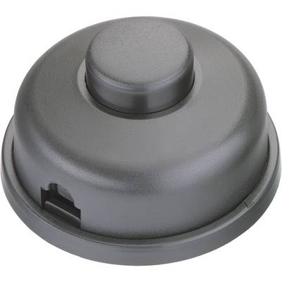 Black plastic housing with a circular shape and slightly raised centre, potentially a lid or cover for a device.