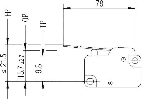 Technical drawing of a mechanical part with multiple dimensions, including 78 mm length and various specified heights.