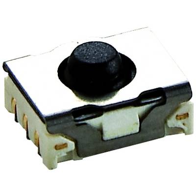 A black push button with a rectangular housing and side connections.