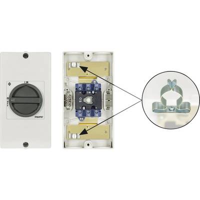 'Rotary switch with open back reveals internal components and connecting elements. Detailed view emphasises key part.'