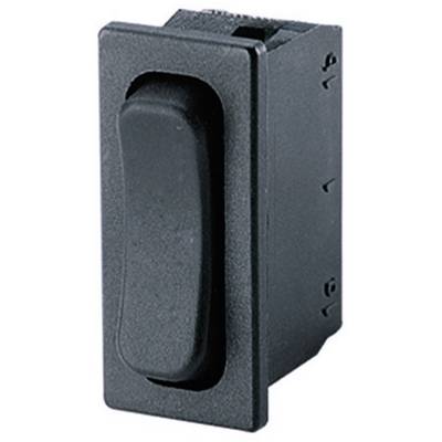 Black rectangular toggle switch in neutral position.