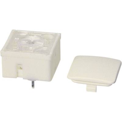 A white rocker switch button next to a matching switch housing. The housing shows the electrical connection pin.