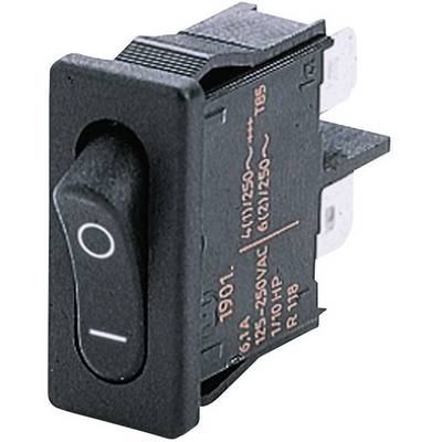 A black toggle switch with 'I' for On and 'O' for Off. It is designed for voltages between 125-250 VAC.