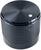 A black, ridged rotary knob with a grey dot on top, presumably for operating an electronic device.