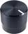 A black, ribbed volume control knob made of plastic, viewed from above, with a glossy surface.