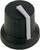 Black, round rotary knob with a white marking stripe on the side.
