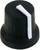 Black rotary knob with white indicator strip, used for manual adjustment of devices or instruments.