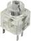A transparent switch housing block with electrical connection pins, suitable for 250V/6A, with various standard markings.