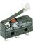 A microswitch with a lever arm and three terminal connections, with technical specifications printed such as '0.1A 250V'.