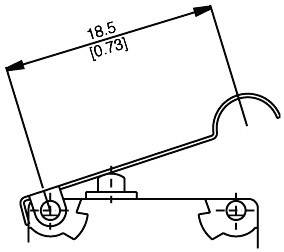 Technical drawing of a component with dimensions: 18.5 mm width. Representation shows form and mounting position.